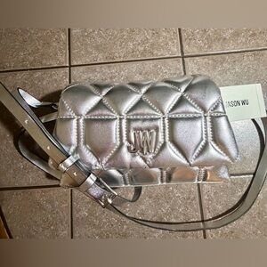 Jason Wu Metallic Silver Vegan Leather Quilted Crossbody Bag NWT